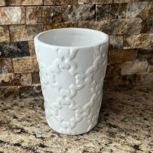 White Glass Toothbrush Holder
